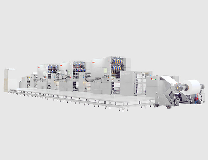 MK 3920SW卷筒紙機組式模切機
技術描述：卷筒紙多機組整機設計技術
                 高速間歇式送紙控制技術
                 真空送箔輸送控制技術
告別單張紙加工浪費，進入高自動化、多工位組合的新時代。
無需叼口空白，每張紙平均節約15mm，每1000米卷筒紙至少節約25M，成品率至少提升2.5%