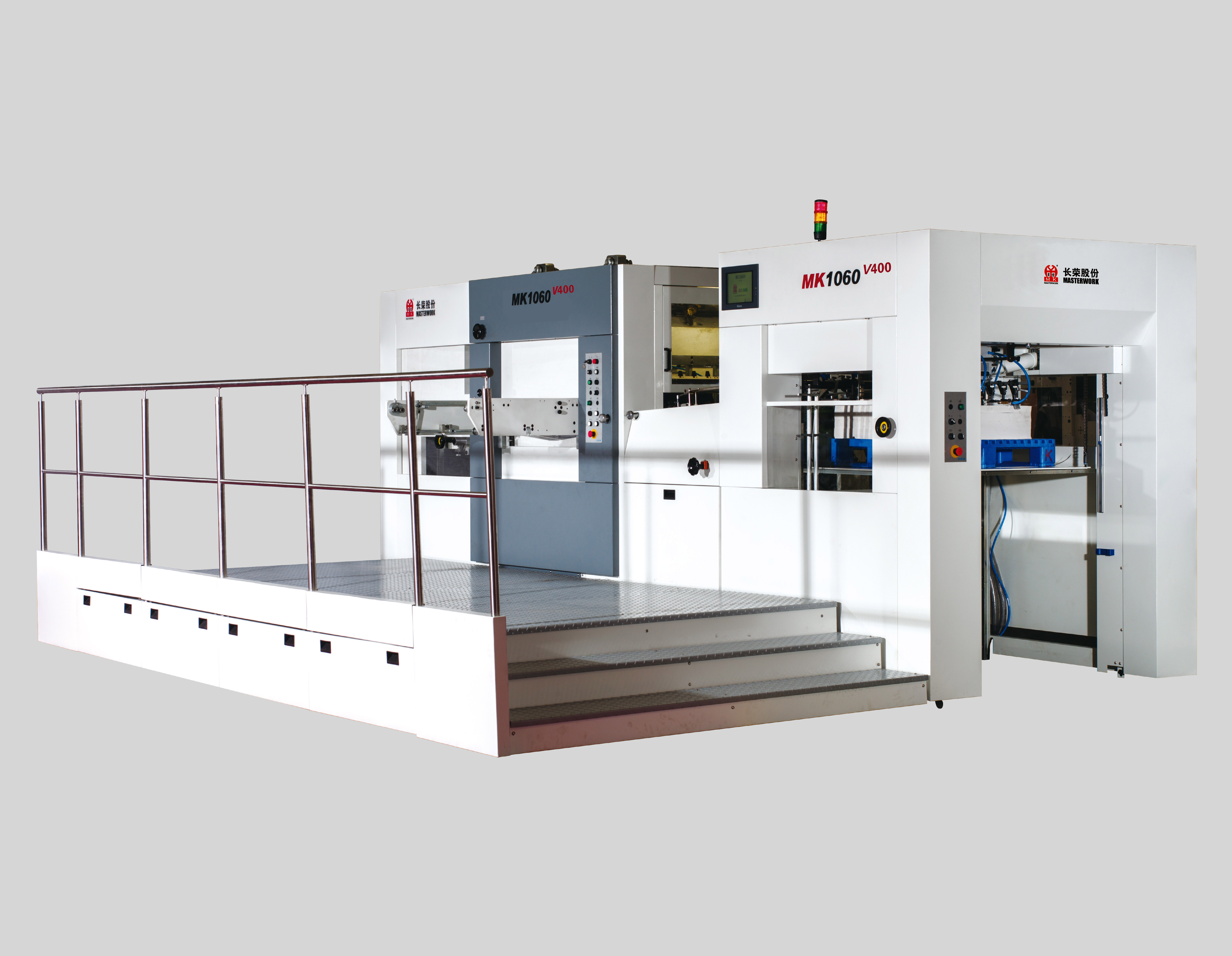 MK1060V400深壓紋模切機
技術描述：深壓紋技術
最大400噸壓力，特殊加長合壓時間，以適應各種復雜滿版的壓紋要求。適用解決高檔禮盒-細花紋的深壓紋技術難題。
